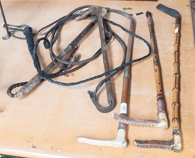 Lot 147 - Five Various Riding Crops, including bamboo...