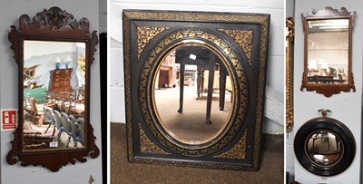 Lot 1281 - A George III Mahogany Fret Cut Wall Mirror,...