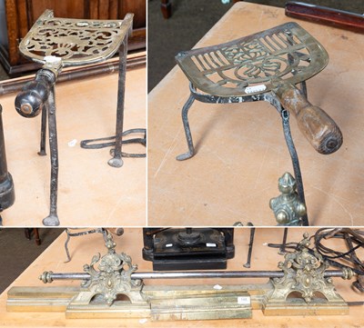 Lot 148 - A Pair of 19th Century Brass and Steel Chenets...