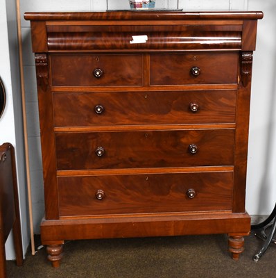 Lot 1285 - A Victorian Mahogany Chest of Drawers, the two...