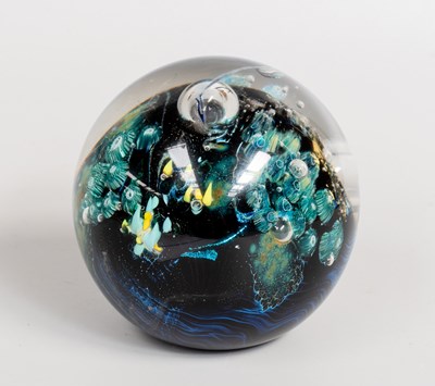 Lot 48 - Josh Simpson "Mega Planet" Glass Paperweight,...