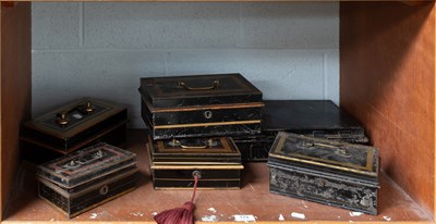 Lot 174 - A 19th Century Toleware Strongbox, together...