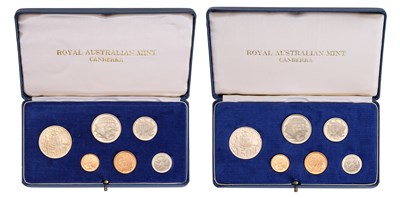 Lot 391 - 2x Australia, Proof Sets 1966, 6 coin sets...