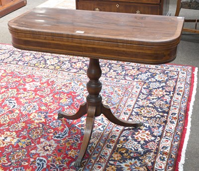Lot 1311 - A Regency Mahogany Fold Over Tea Table, inlaid...