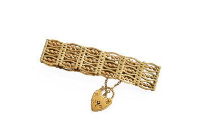Lot 367 - A 9 Carat Gold Fancy Gate Link Bracelet, with...