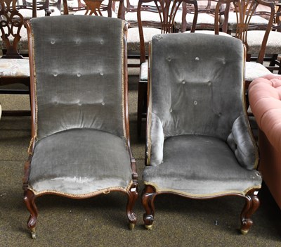 Lot 1322 - A Victorian Rosewood Framed Slipper Chair,...