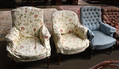 Lot 1328 - An Edwardian Oak Framed Upholstered...