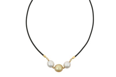 Lot 2342 - A Cultured Pearl Necklace three graduated vari-...