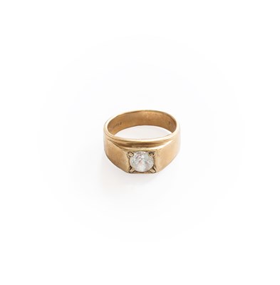 Lot 380 - A 9 Carat Gold Cubic Zirconia Solitaire Ring,...