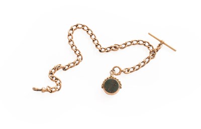 Lot 373 - A 9 Carat Gold Curb Link Watch Chain, each...