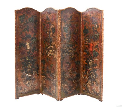 Lot 603 - A 19th Century Four-Leaf Dressing Screen,...