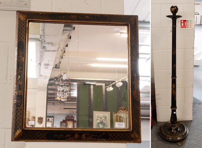 Lot 1423 - A Lacqured Chinoiserie Framed Mirror, with...