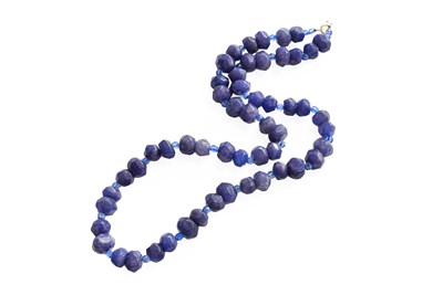 Lot 377 - A Blue Hardstone Necklace, pairs of faceted...