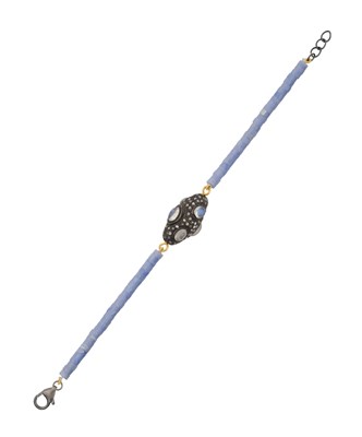 Lot 2363 - A Chalcedony, Moonstone and Diamond Bracelet...