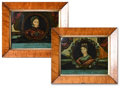 Lot 98 - A Pair of Reverse Prints on Glass, 19th...