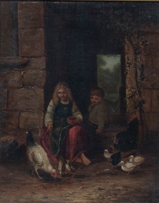 Lot 111 - British School (19th Century) Farmyard scene...
