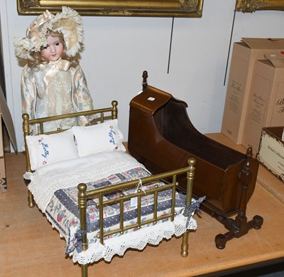 Lot 429 - Victorian Mahogany Dolls Cradle on a swing...