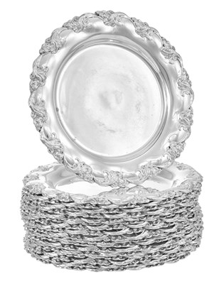 Lot A Set of Eighteen American Silver Side-Plates