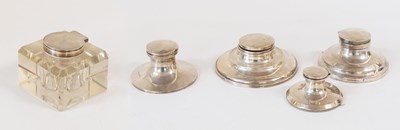 Lot 37 - A Silver-Mounted Glass-Inkwell and Four...