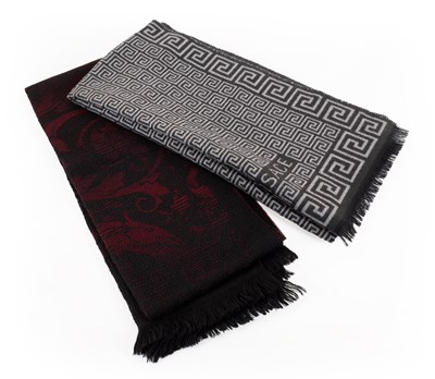 Lot 1005 - Gianni Versace Wool Scarf in black and grey...