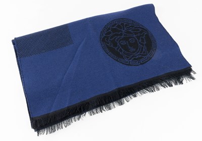 Lot 1002 - Gianni Versace Wool Scarf in black and blue...