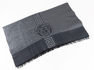 Lot 1002 - Gianni Versace Wool Scarf in black and blue...