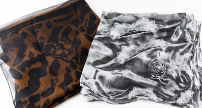 Lot An Alexander McQueen Silk Leopard and Skull...