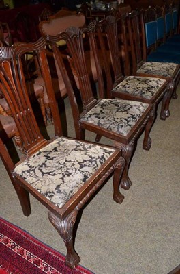 Lot 499 - Set of four mahogany dining chairs and a set of four upholstered oak chairs (8)