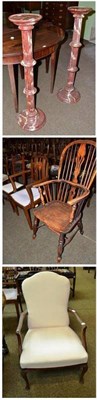 Lot 502 - A pair of torcheres, a Windsor chair and three bedroom chairs (6)