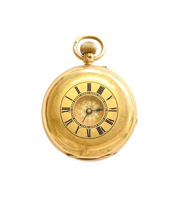 Lot 329 - A Lady's 18 Carat Gold Half Hunter Fob Watch
