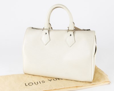 Lot Louis Vuitton Cream Epi Leather Speedy Bag,...