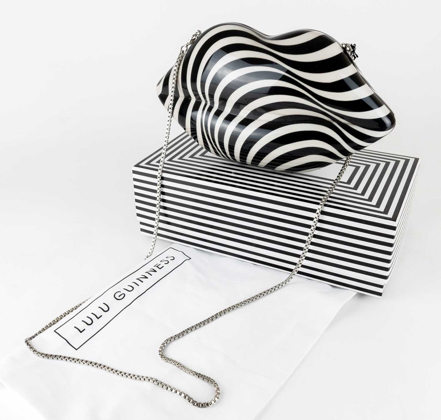 Lot 1030 - A Lulu Guiness Black and White Lips Clutch Bag...