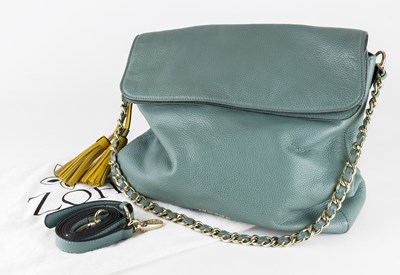 Lot 1139 - Zohara Pale Blue Leather Bag, with two yellow...