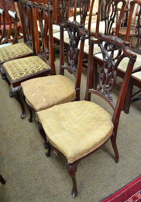 Lot 508 - A set of four Victorian mahogany salon chairs; a set of four Victorian rosewood balloon back...