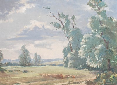 Lot 418 - Leslie Kent (1890-1980) "Suffolk Meadows"...