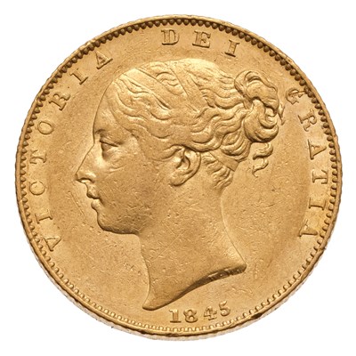 Lot 135 - Victoria, Sovereign 1845, (Marsh 28, S.3852),...