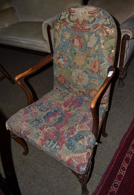 Lot 511 - Tapestry covered armchair