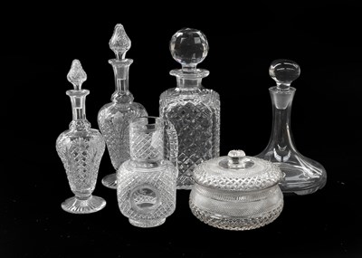 Lot 374 - A Cut Glass Magnum Decanter, two baluster...