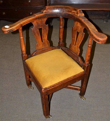 Lot 516 - Elm and fruitwood corner chair