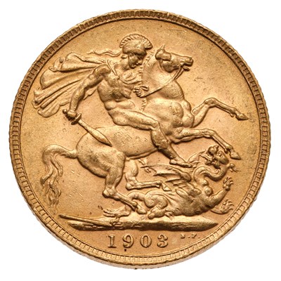 Lot 180 - Edward VII, Sovereign 1903; good extremely fine
