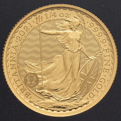 Lot 316 - UK, 1/4oz Gold Proof Britannia 2021,...
