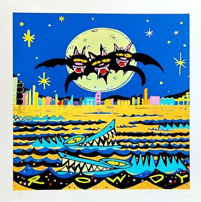 Lot 41 - ROWDY (Contemporary) "Revellers" Signed and...