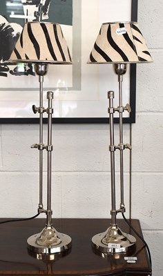 Lot 461 - A Pair of Modern Chrome Adjustable Table Lamps,...