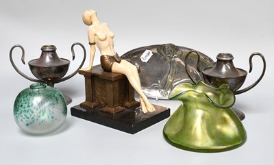 Lot 226 - An Art Deco Style Figure of a Seated Woman; a...