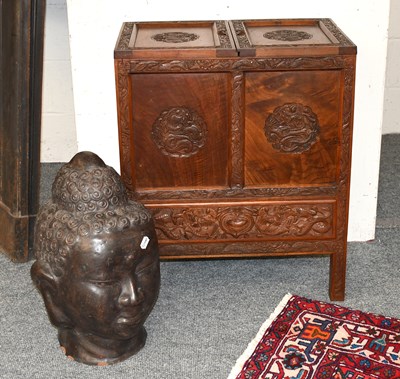 Lot 466 - A Chinese Carved Hardwood Side Cabinet, first...