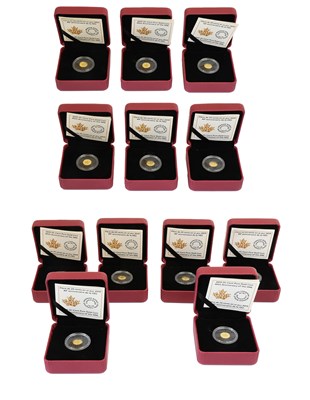 Lot 356 - Canada, 6x Gold Proof Twenty-Five Cents 2019,...