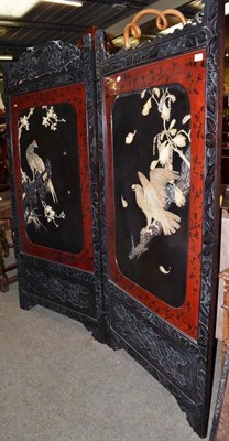 Lot 532 - A Japanese lacquer twin panel screen