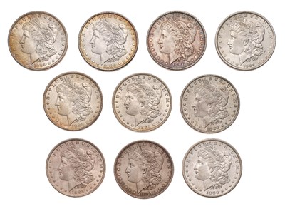 Lot 118 - USA, 10x 'Morgan' Dollars, comprising; 1880O,...