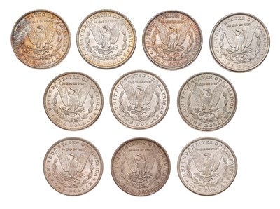 Lot 118 - USA, 10x 'Morgan' Dollars, comprising; 1880O,...