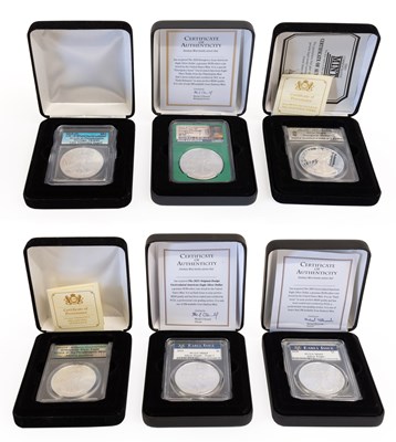 Lot 121 - USA, 6x 1oz Fine Silver Eagles, comprising:...